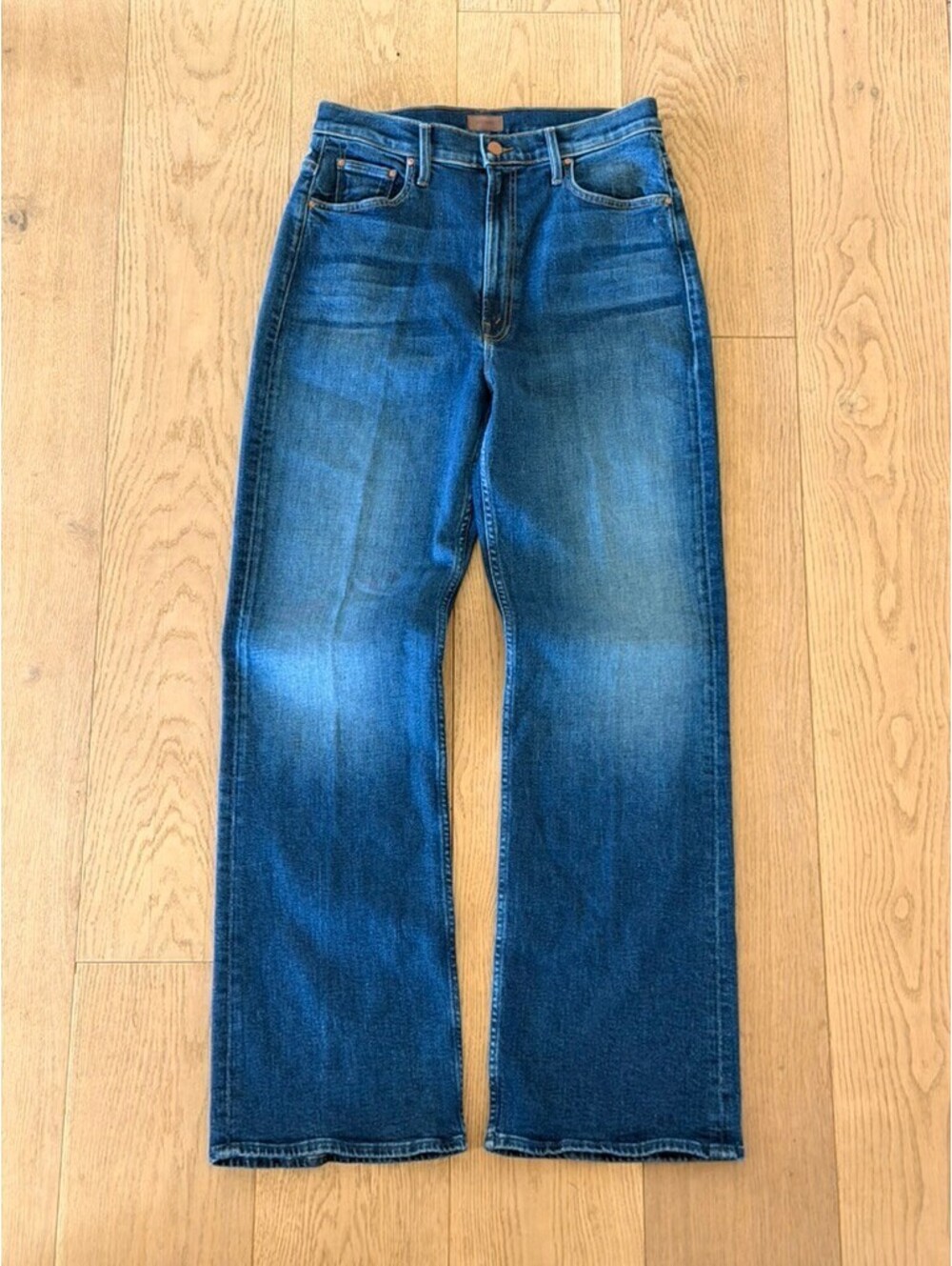 MOTHER High Waisted Bookie Sneak Bootcut Jeans Blue Cookies Get Me Free 31
